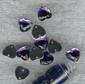 Strasstone/ Button Heart Purple Velvet 12mm